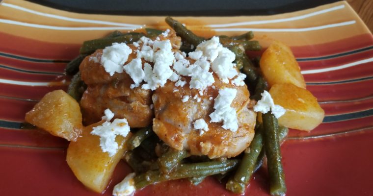 Greek Style Green Beans with Potatoes and Chicken