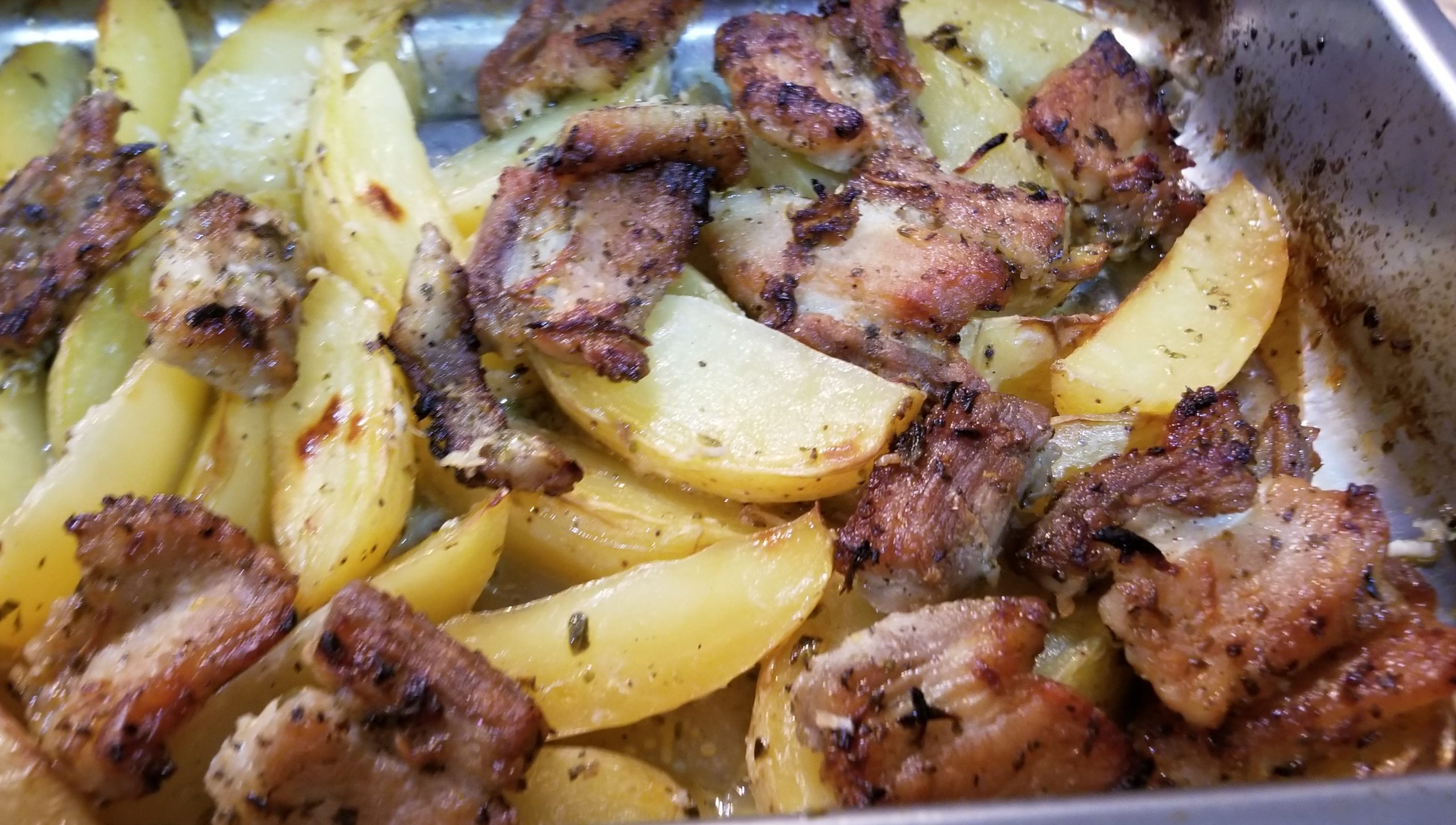 Roasted Lemon Oregano Pork Belly with Potatoes