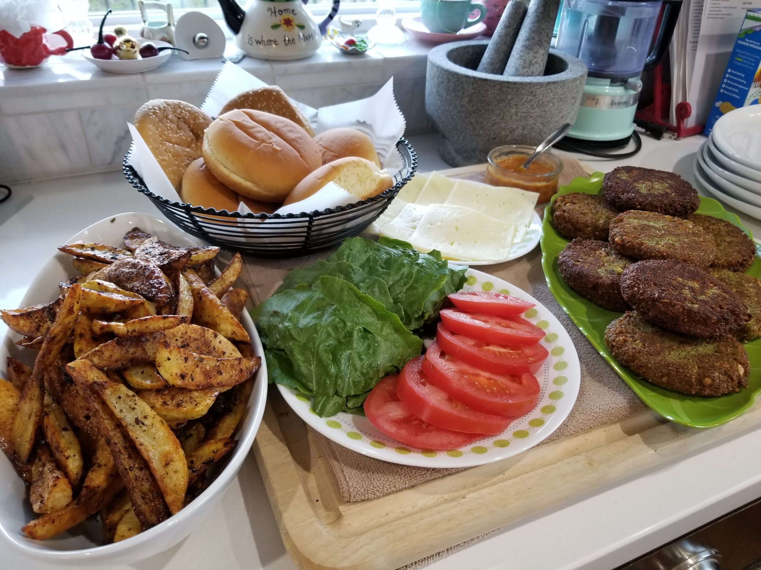 Falafel Burgers with Crispy Oven Fries