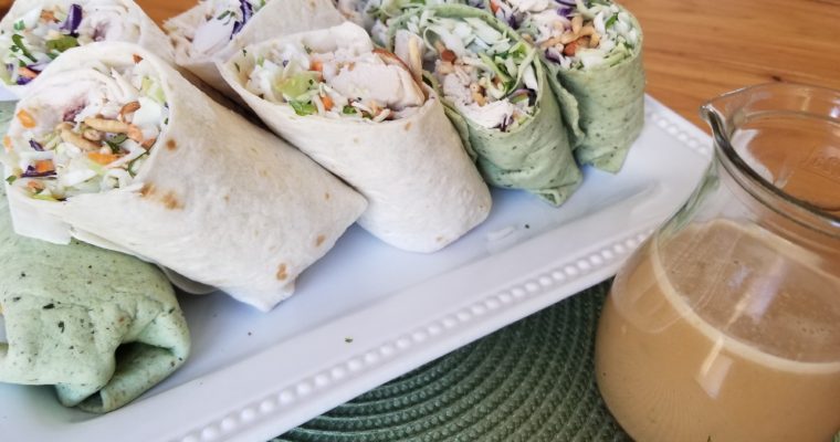 Asian Chicken Wraps with a Sesame Ginger Dressing