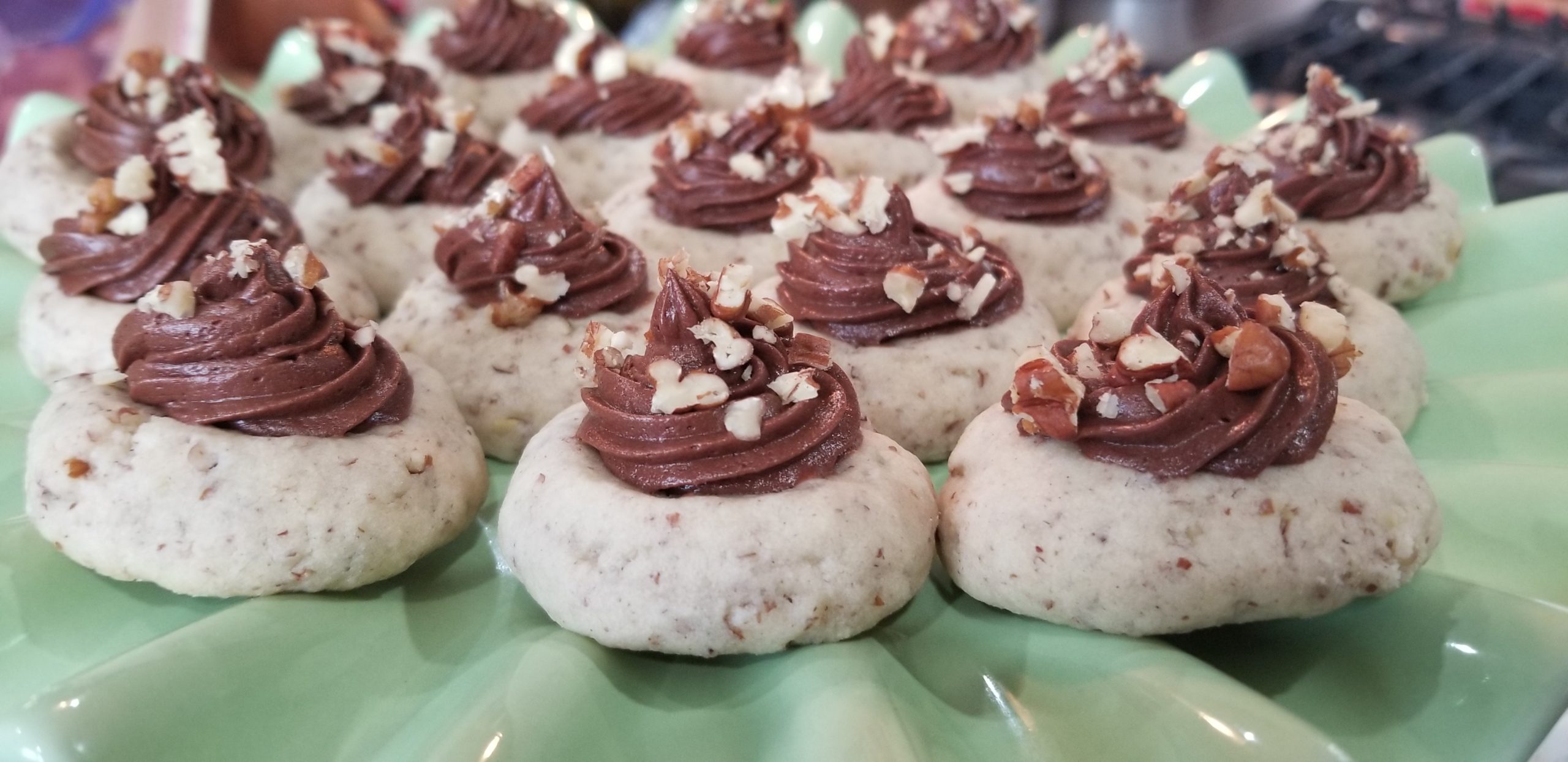 Pecan Sandie’s with Chocolate Frosting