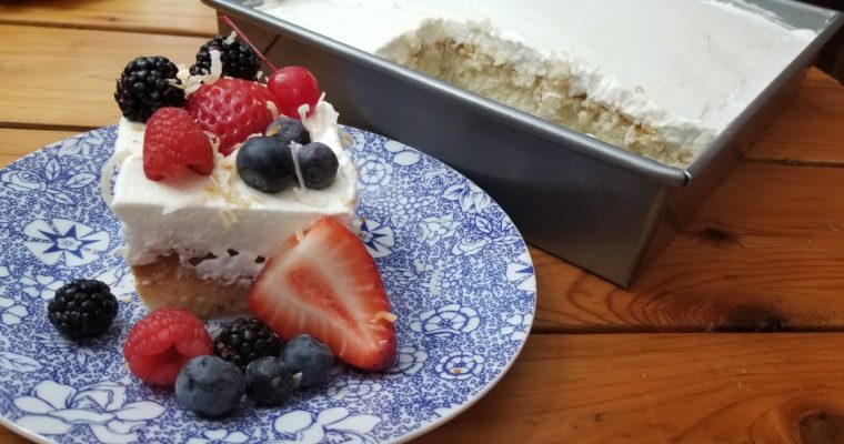 Coconut Pineapple Tres Leches Cake with Berries