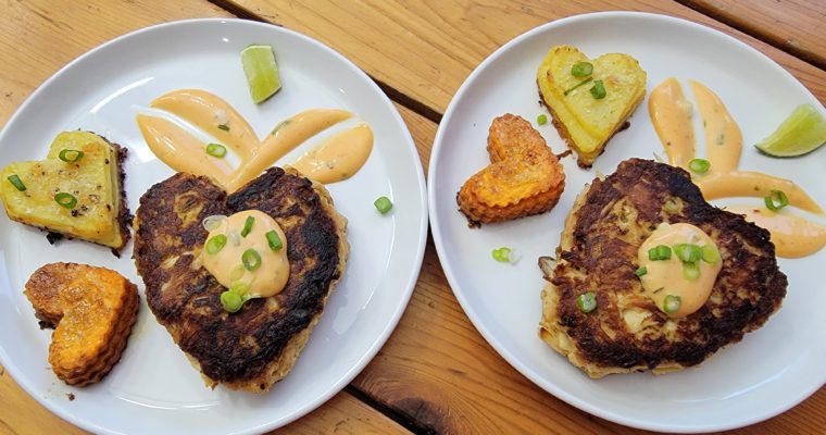 Heart-Shaped Crab Cakes with Sweet Chili Remoulade
