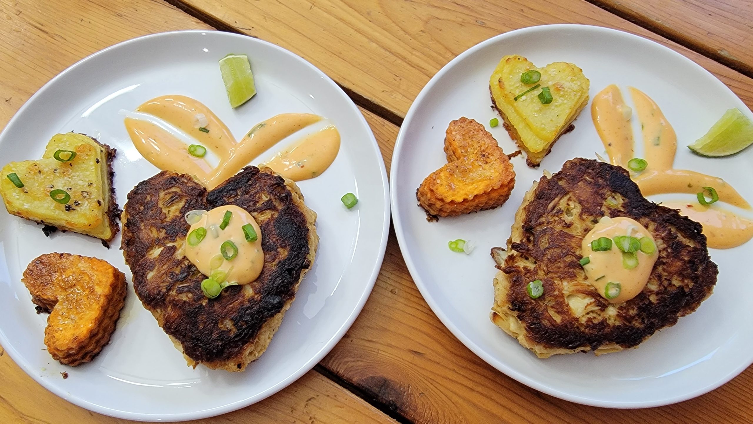 Heart-Shaped Crab Cakes with Sweet Chili Remoulade